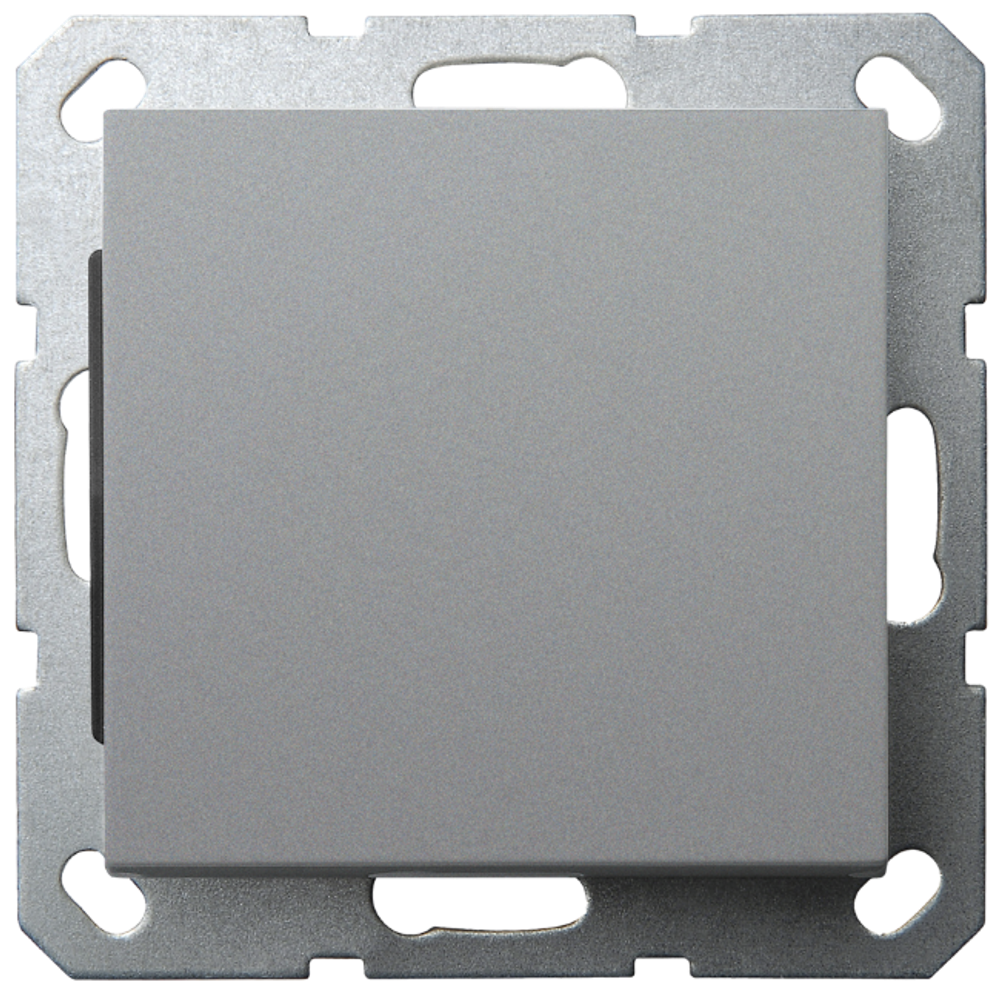 Выключатель одноклавишный 10A 250V~ с накладкой, цвет Алюминий