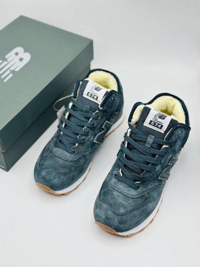 Кроссовки New Balance 574 High "Dark Blue" с мехом