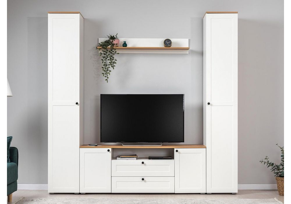 Модульная гостиная Опра белый шагрень / дуб золотой craft комплектация 2