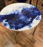 Стол неразд стеклянный Круг подстолье чайка хром Абстракция 2 фп