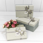 Коробка 23х16х9.5 см Набор 3 шт "For You" с бантом (Серый)