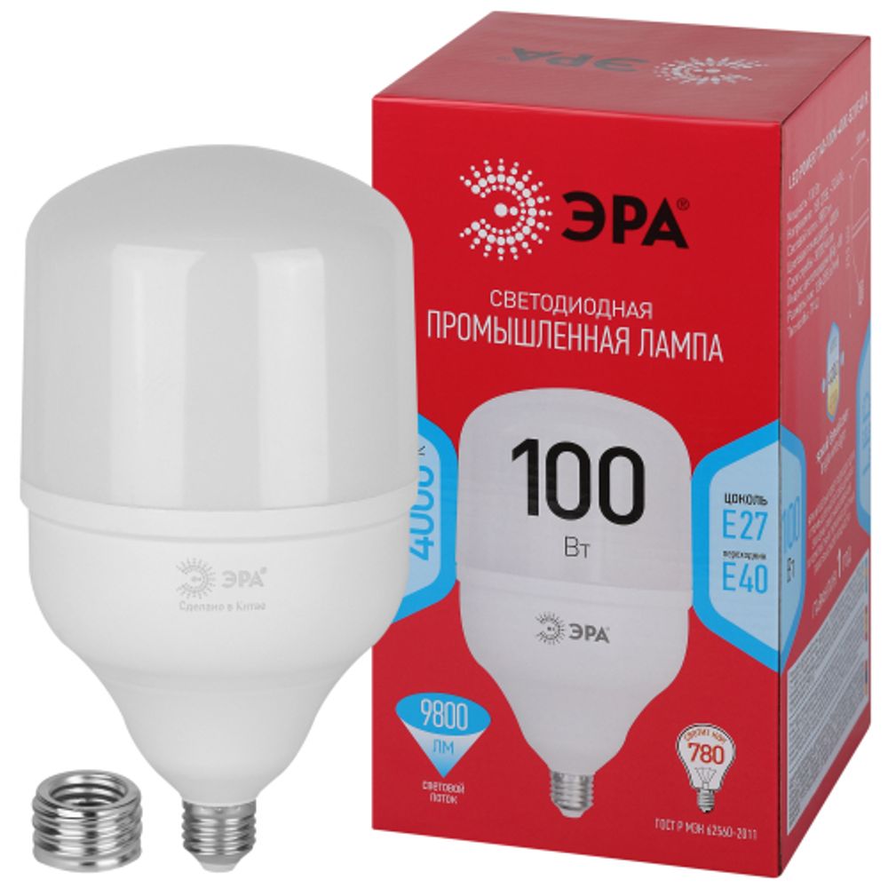Лампа светодиодная ЭРА RED LINE LED POWER T140-100W-4000-E27/E40 R E27/E40 R 100 Вт колокол нейтральный белый свет