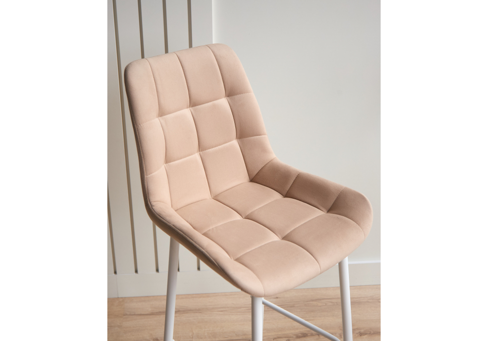 Барный стул Woodville Челси 360 бежевый (zd 210), белый np, ножки белые