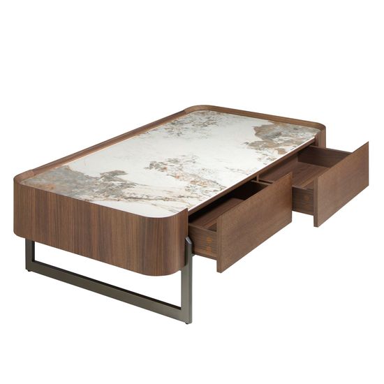 Прямоугольный журнальный стол 2131/437-D из ореха и керамики