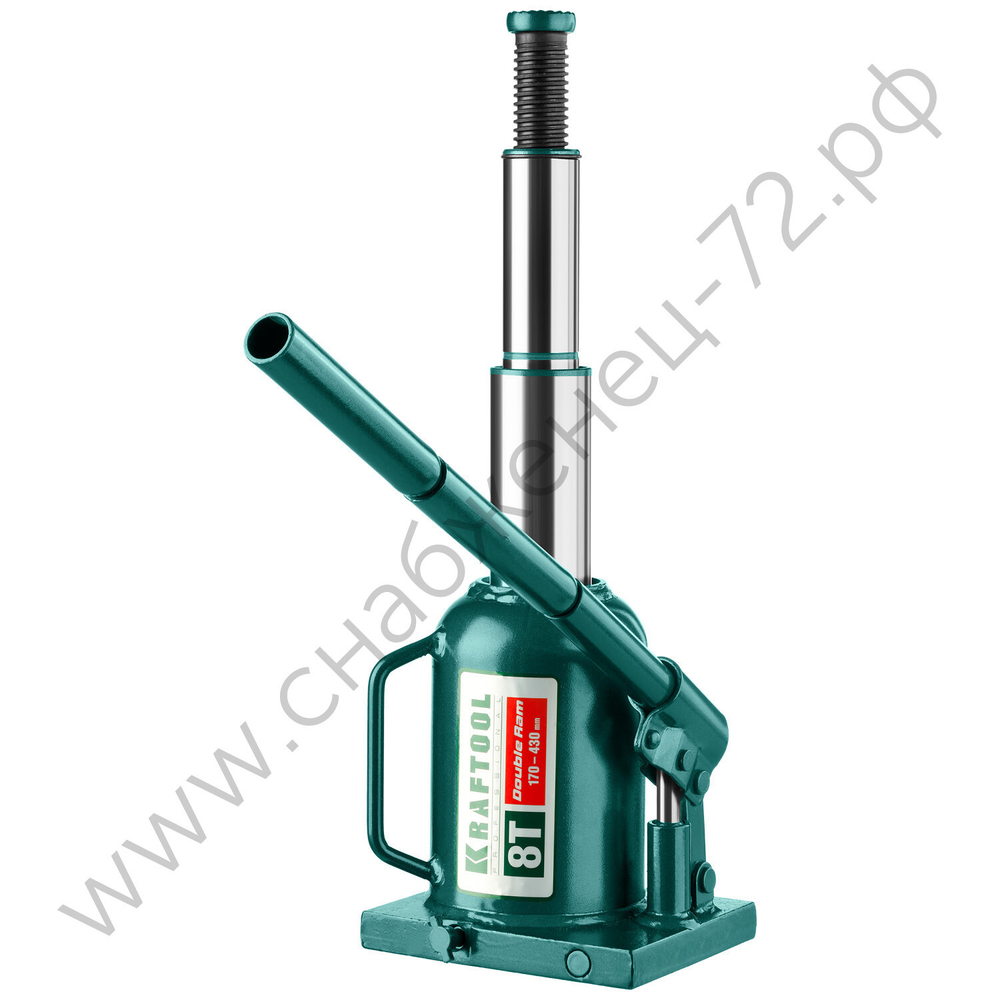 KRAFTOOL DOUBLE RAM, 8 т, 170 - 430 мм, с увеличенным подъемом, двухштоковый бутылочный домкрат (43463-8)