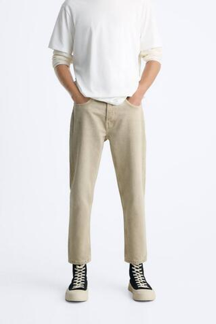 ZARA ДЖИНСЫ SLIM CROPPED-FIT, РЫЖЕВАТО-КОРИЧНЕВЫЙ