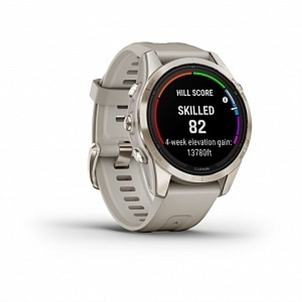 Смарт часы Fenix 7S Pro Sapphire Solar золотистый корпус со светло-песочным ремешком
