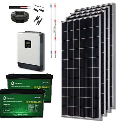Гибридная Солнечная Электростанция 5 кВт 200Ач LiFePO4 [СЭС-1760Вт-200Ач-3000W-LiFePO4]