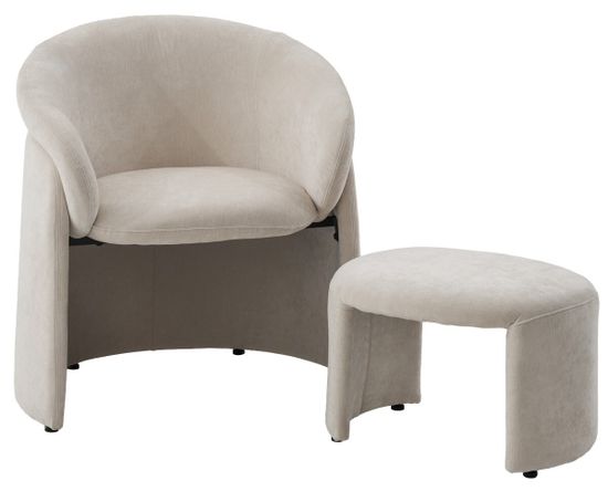 Кресло+оттоманка HUG AT5139-09 Св. бежевый, ткань/каркас металл в обивке AT5139-09