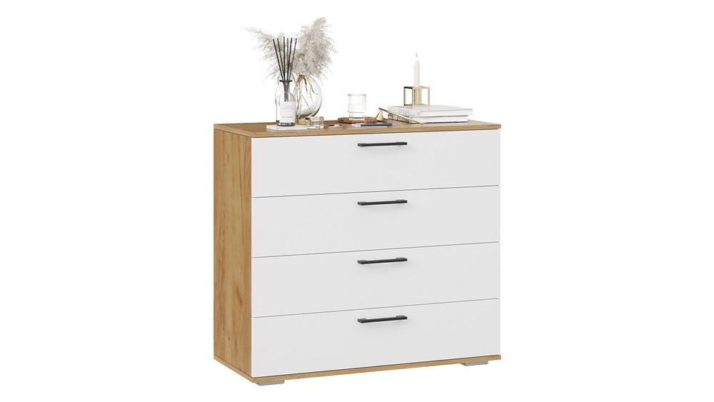 Комод для одежды с ящиками Дуб Крафт золотой/Серый графит 4 ящика 92х41х84 см