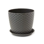 Кашпо РОТАНГ D155мм 2л с поддоном коричневый ротанг 0,136,155х0,155м (комплект 26 шт)