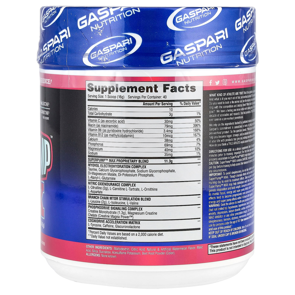 Gaspari Nutrition, SuperPump ™ Max, арбуз, 640 г (1,41 фунта)