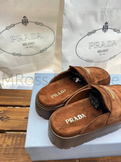 Мюли Prada женские замшевые в коричневом цвете