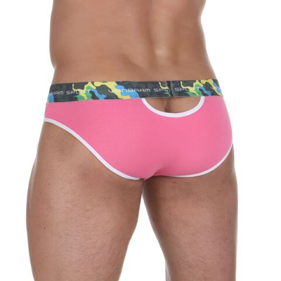 Розовые мужские трусы-слипы с пикантными вырезами под поясом (Размер: S) (Цвет: розовый)