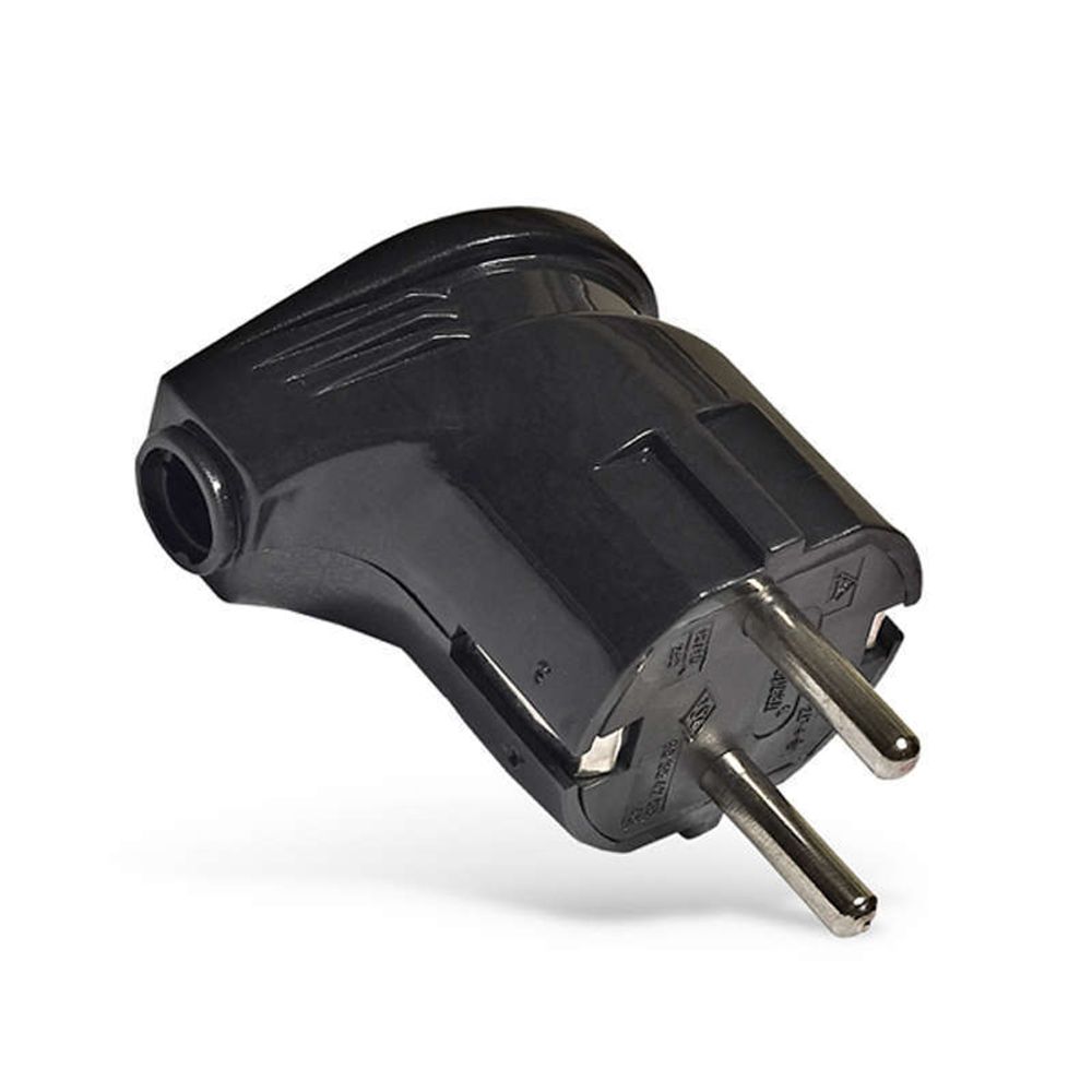 Вилка UNIVersal угловая с/з чёрная 16А 250В