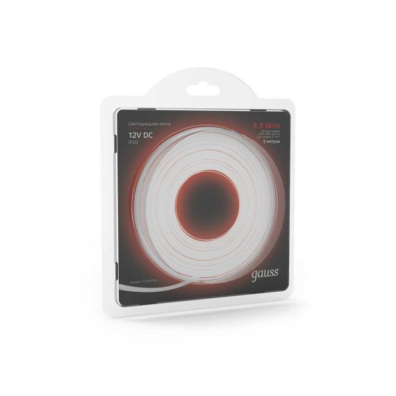 Светодиодная лента Gauss 4,8W/m 60LED/m 2835SMD красный 5M 312000705