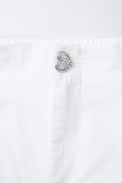 ZARA БРЮКИ С БЛЕСТЯЩЕЙ ПУГОВИЦЕЙ, БЕЛЫЙ