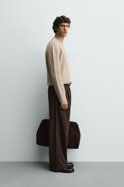 ZARA СВИТЕР В РУБЧИК С ПУГОВИЦАМИ, ЭКРЮ