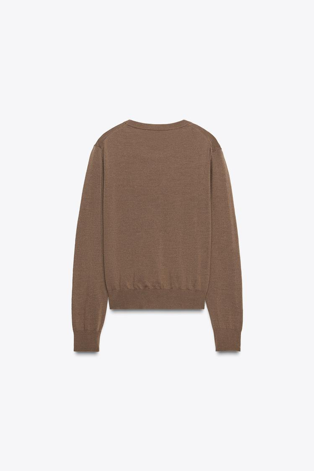 ZARA ДЖЕМПЕР ИЗ 100% ШЕРСТИ ГЛАДКОЙ ВЯЗКИ, СВЕТЛО-КОРИЧНЕВЫЙ