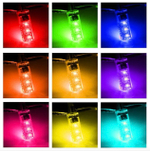 Светодиодная автомобильная лампа T10 W5W RGB. В передние и задние габариты, подсветка номера, подсветка салона. (2 шт. / комплект.) -