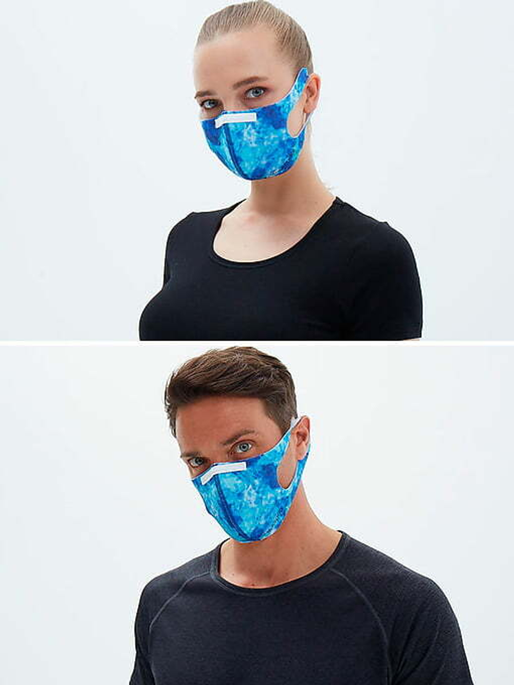 Маска многоразовая голубой с белым