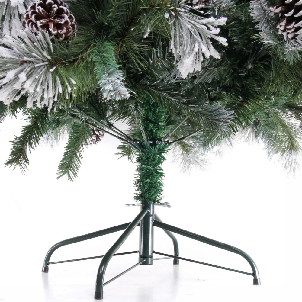 Ёлка «Царица леса» 180 см,ПВХ+леска, с белым напылением+шишки (698 веток) (SZ1017-180)