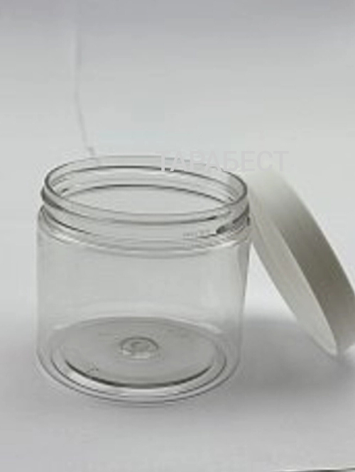 Банка 200 мл пластик прозрачная с белой крышкой горло 70