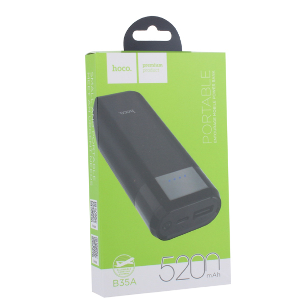 Аккумулятор внешний универсальный Hoco B35A-5200 mAh Entourage mobile Power bank (USB: 5V-1.0A) Black Черный