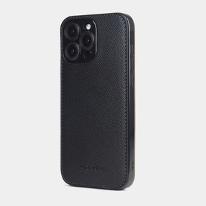 Чехол для iPhone 16 Pro Max из кожи сафьяно, черного цвета