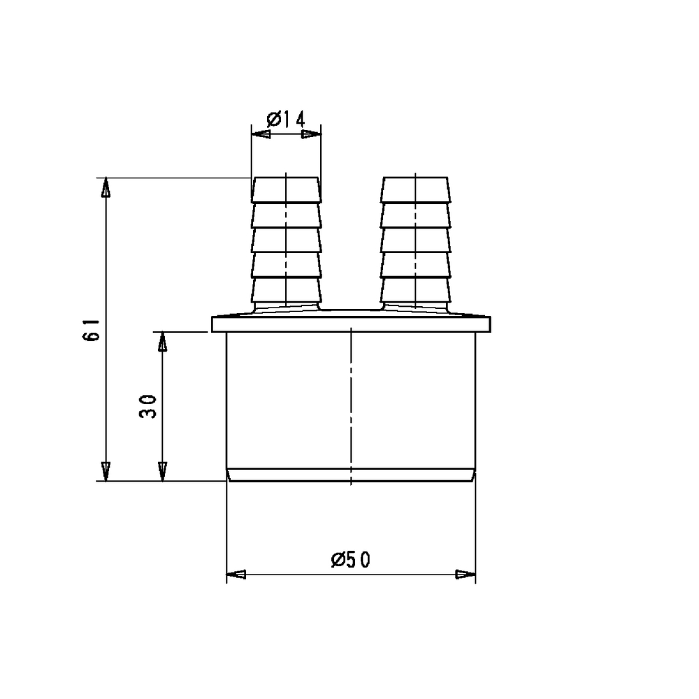 50 Адаптер для промывки фильтров и слива горячей/холодной воды (2 выхода на 14)