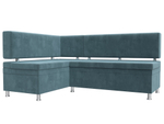 Диван кухонный угловой Стайл левый угол, Бирюзовый, Велюр, 111656L