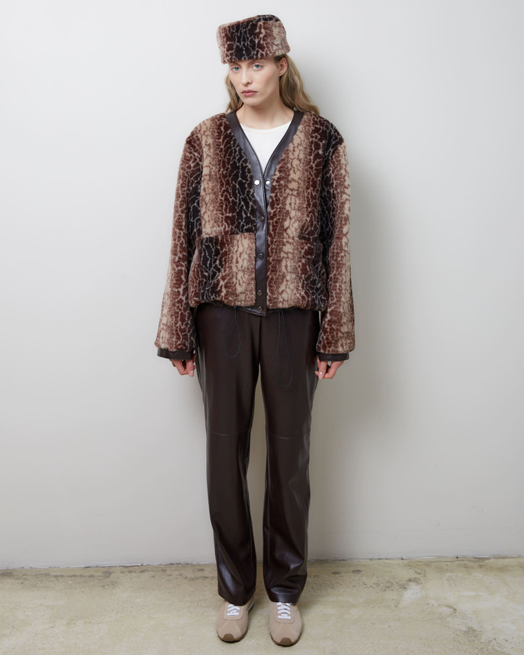 Куртка двухсторонняя из шерсти Стелла Маккартни и искусственной кожи шоколад