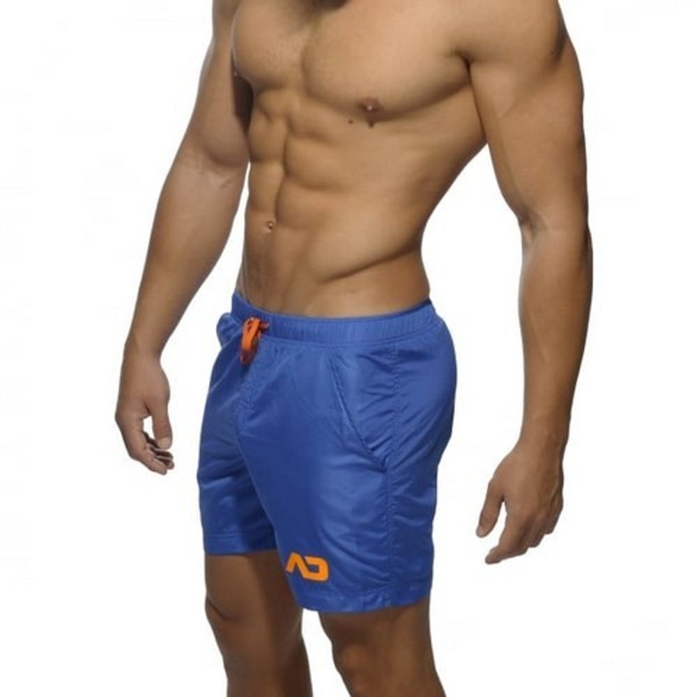 Мужские шорты удлиненные голубые с оранжевыми завязками Addicted Sport Shorts Blue