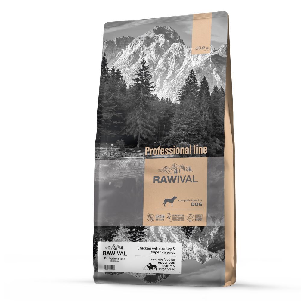 Сухой корм RAWIVAL TB (Сербия) бридер для собак с курицей и индейкой - 20 кг