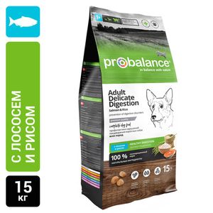 Уценка! Повр.упак. / Сухой корм ProBalance Delicate Digestion для взрослых собак с лососем и рисом, при нарушении пищеварения