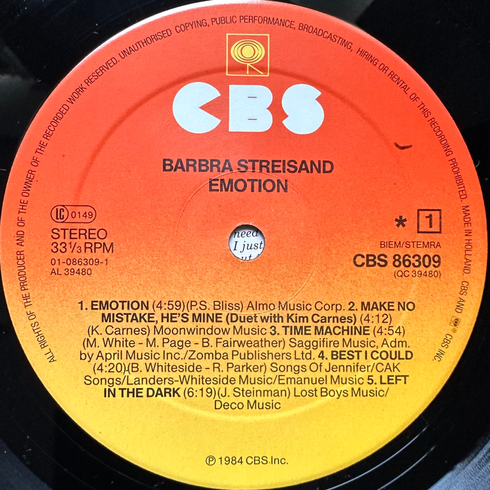 Barbra Streisand - Emotion (Европа 1984г.)