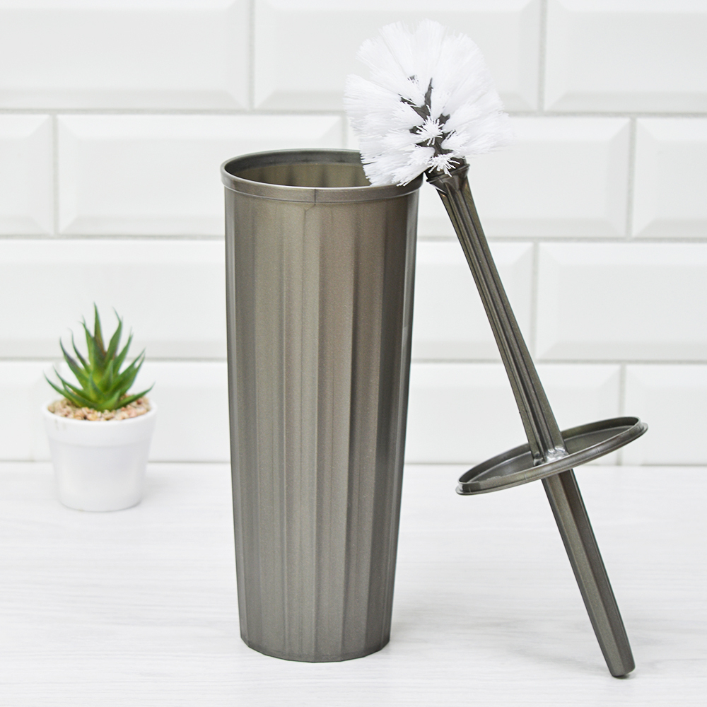 Ерш для туалета "Rock'n'Roll" с подставкой, высокий с крышкой, антрацит