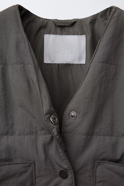 ZARA КУРТКА ИЗ НЕПРОМОКАЕМОЙ ТКАНИ, СЕРЫЙ