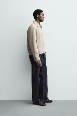 ZARA КУРТКА ИЗ ИСКУССТВЕННОЙ ЗАМШИ, СВЕТЛО-СЕРЫЙ