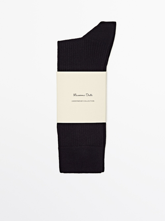 Massimo Dutti Высокие носки в тонкий рубчик, темно-синий
