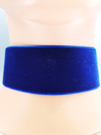 Синий бархатный чокер без подвески 4 см.