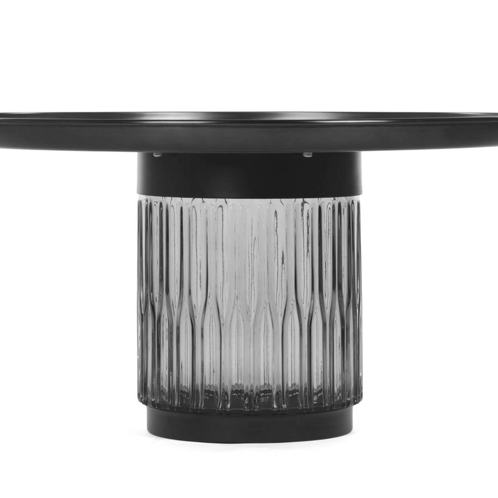 Кофейный столик Vaso Color диаметр 70 стекло закалённое, сталь, темно-серый