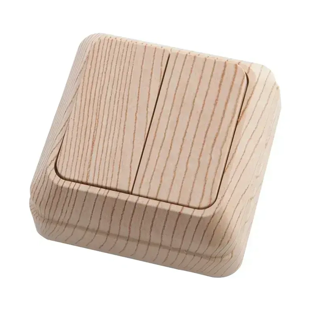 Выключатель АБК-СИЛА АЛЬТАИР двухклавишный сосна