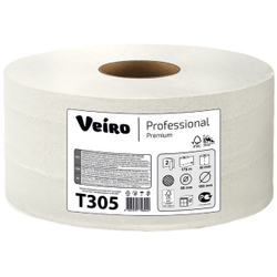 Туалетная бумага в рулонах Veiro Professional Premium белая двухслойная (12 рулонов по 170 м)