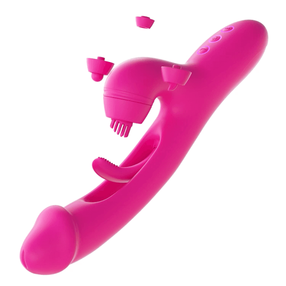 Розовый вибратор-кролик 26,5см с воздушно-волновой стимуляцией Amovibe G Spot Ultra Flapping Rabbit Vibrator Pink