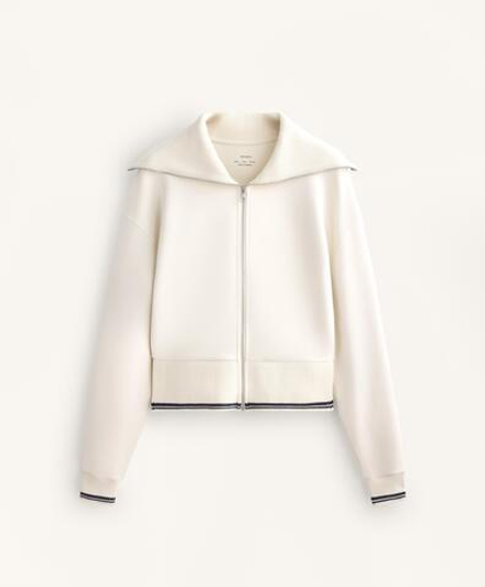 Oysho Куртка с вязаными деталями и кантом из ткани с модалом, экрю