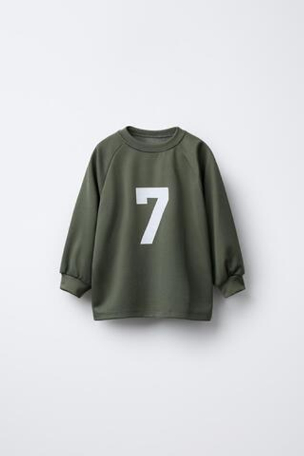 ZARA ФУТБОЛКА С НОМЕРОМ, ТЕМНЫЙ ХАКИ