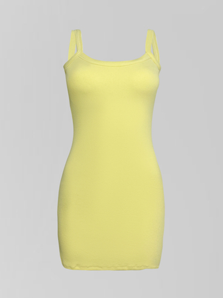 Платье 2019 по фигуре в рубчик на лямочках с чашками