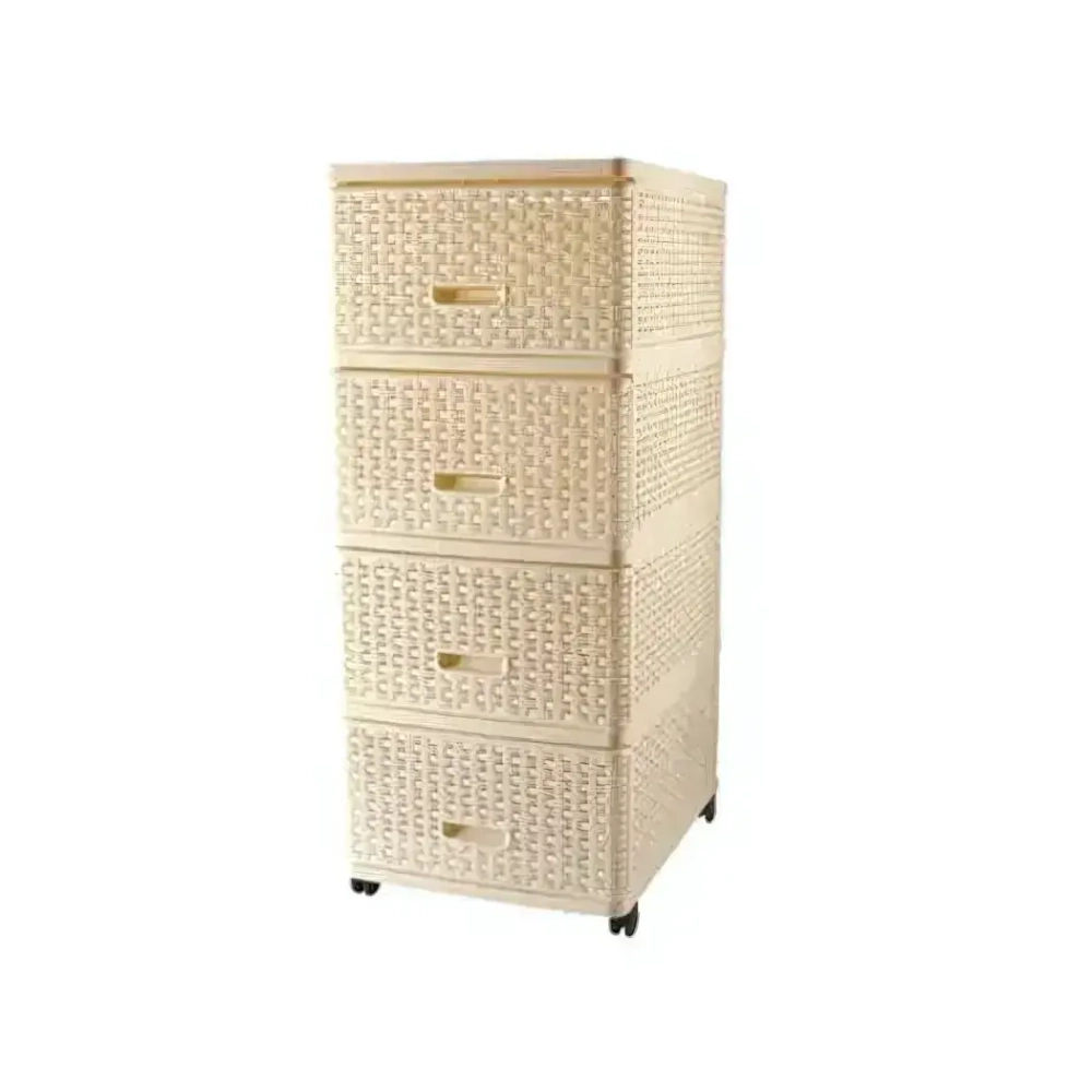 Комод 4-х секционный ПЛЕТЕННЫЙ бежевый