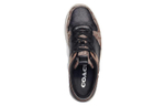 COACH Coach C201 leather round toe lace-up low-top sneakers men's black